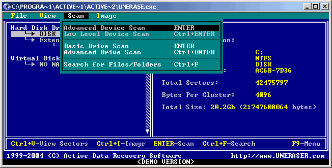 Screenshot of Active@ UNERASER - Data Recovery Software 3.0