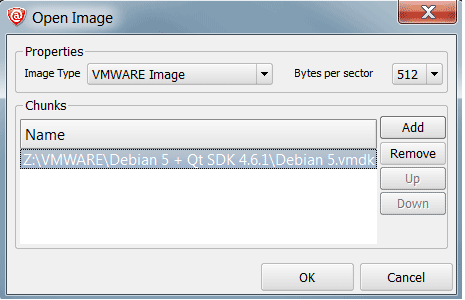 Disk Image dialog
