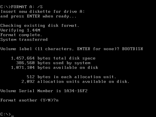 Undelete files by UNERASER. DOS Format Progress Messages