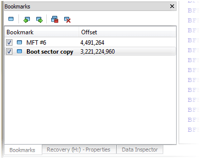 Undelete files: Active@ Hex Editor - Bookmarks