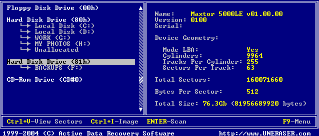 Undelete files by UNERASER for DOS. UNERASER DOS Console
