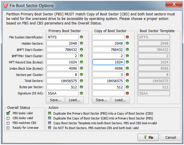 Fix Boot sector options